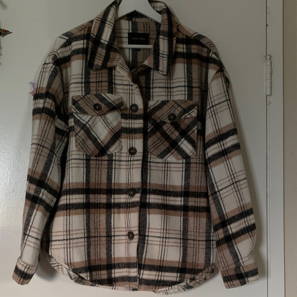 Love Tree Jackets & Blazers - Love Tree Women's Utility Jacket - Tan and Black Plaid